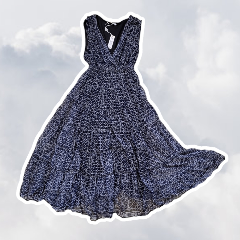 🖤 SOLD ON EBAY 🖤 Max Studio Sleeveless Floral Ruffle Midi Dress Medium - Picture 1 of 6